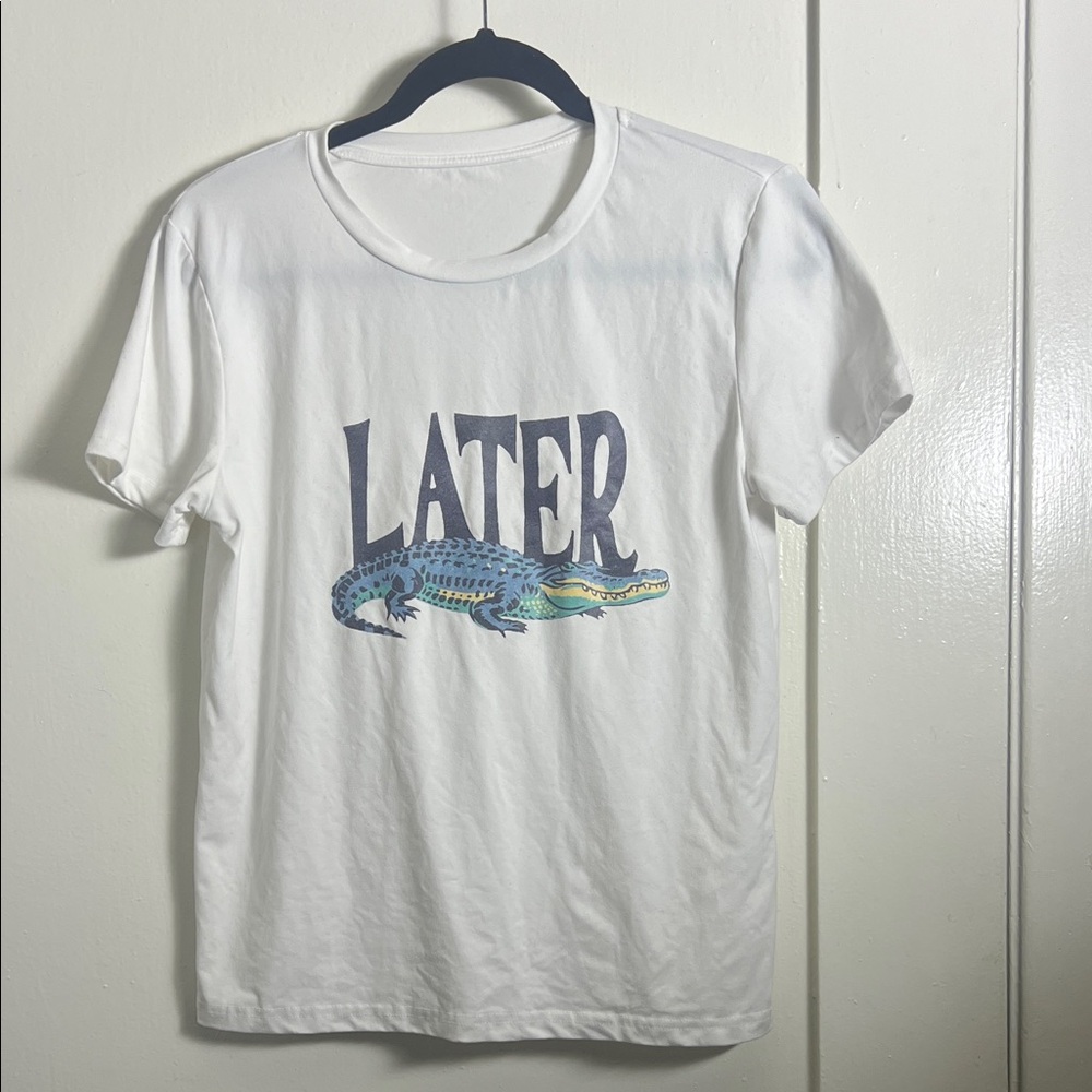 White “Later Gator” Short-Sleeve Tee with a 70’s style Alligator Graphic.